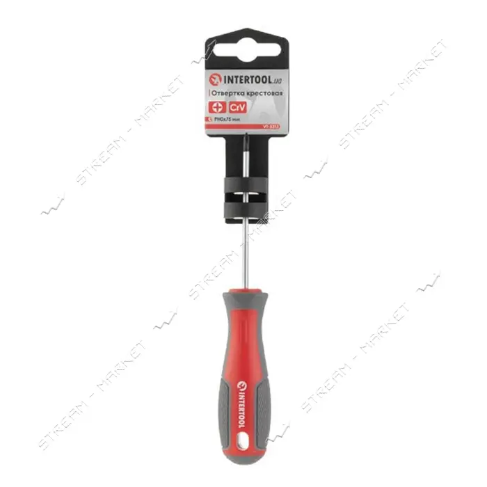 Отвертка крестовая Intertool VT-3313 PH0x75мм CR-V                                                  