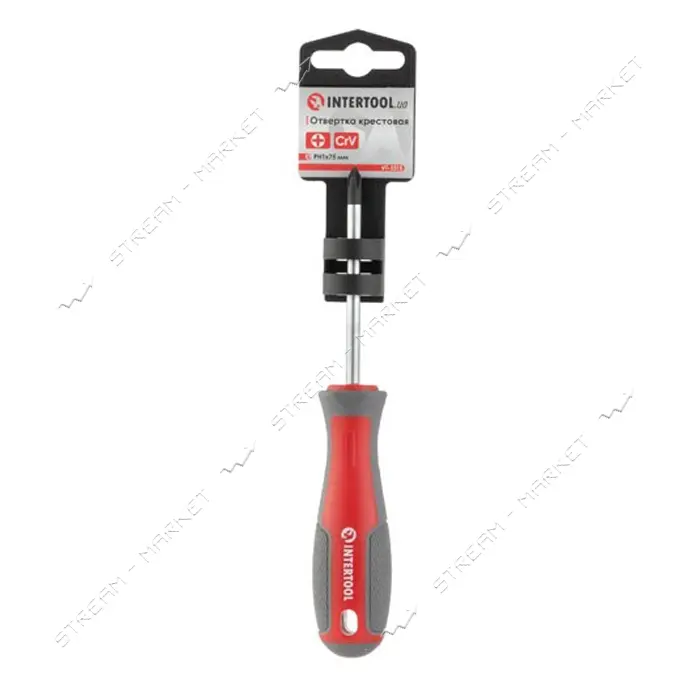 Отвертка крестовая Intertool VT-3315 PH1x75мм CR-V