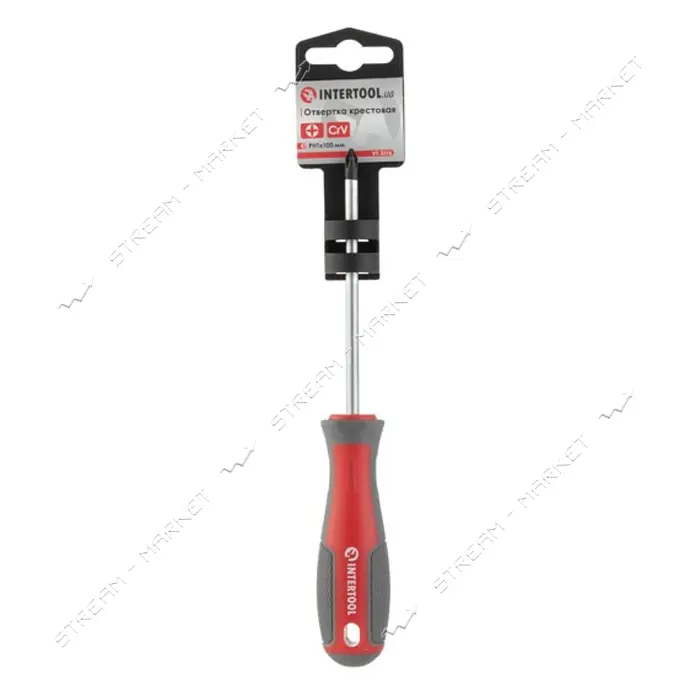 Отвертка крестовая Intertool VT-3316 PH1x100мм CR-V