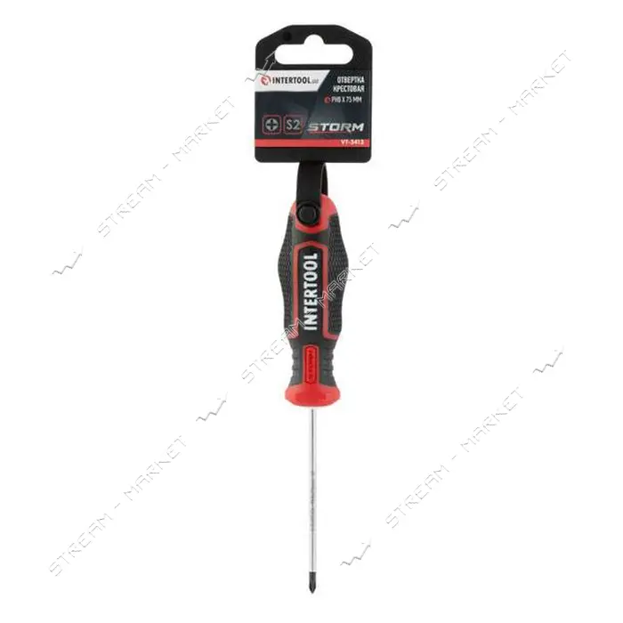 Отвертка крестовая Intertool VT-3413 PH0x75мм S2 Storm                                              