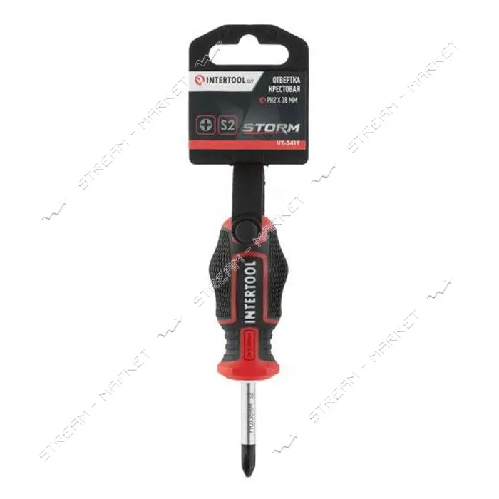 Отвертка крестовая Intertool VT-3419 PH2x38мм S2 Storm                                              