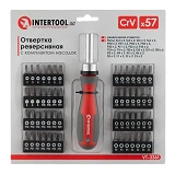 Отвертка реверсионная с комплектом насадок Intertool VT-3361 57шт