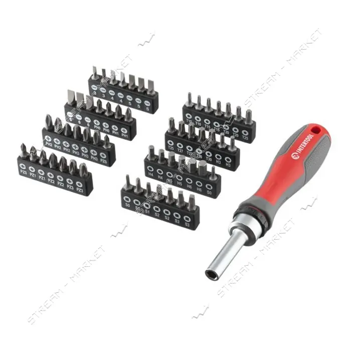 Отвертка реверсионная с комплектом насадок Intertool VT-3361 57шт