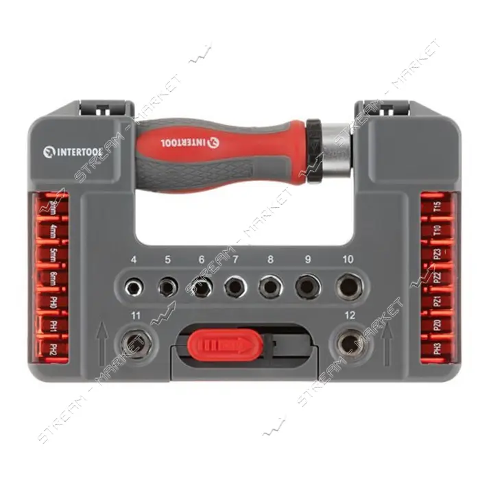 Отвертка реверсионная с комплектом насадок и головок Intertool VT-3638 Storm 38шт                   