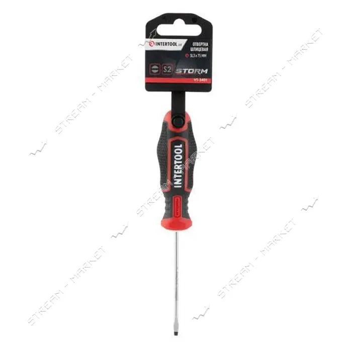 Отвертка шлицевая Intertool VT-3401 SL3.0x75мм S2 Storm                                             
