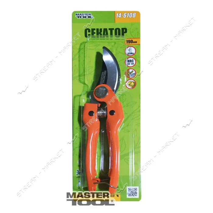 Секатор садовый Mastertool 14-6108 с металлическими ручками 190мм