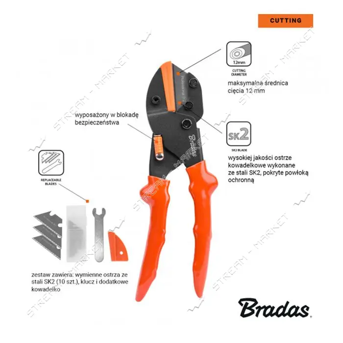 Секатор садовый Bradas KT-V1 многофункциональный Multi Tools V-Servies сталь SK2 200мм              