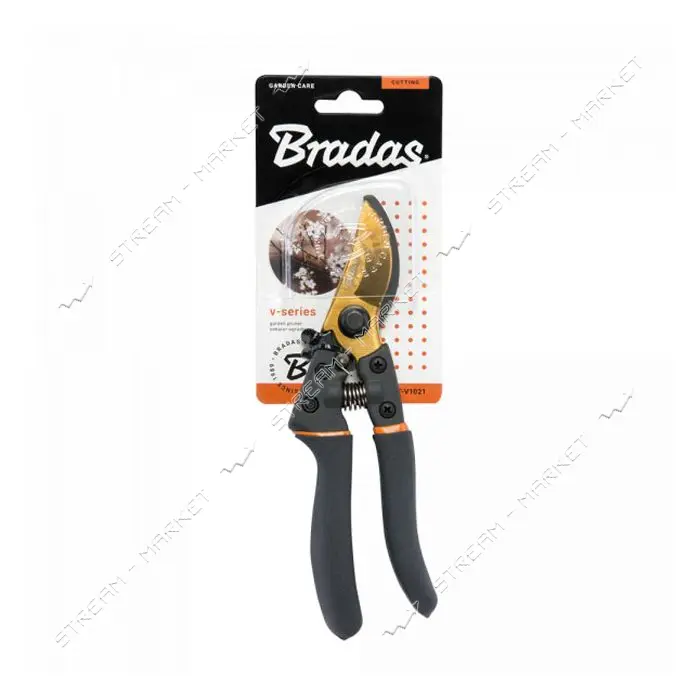 Секатор садовый Bradas KT-V1021 обводной для обрезки веток V-SERIES сталь SK5 gold 210мм            