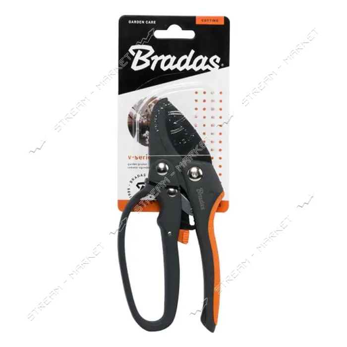Секатор обводной Bradas KT-V1025 с 4-ступенчатым редуктором и наковальней V-SERIES сталь SK5 210мм