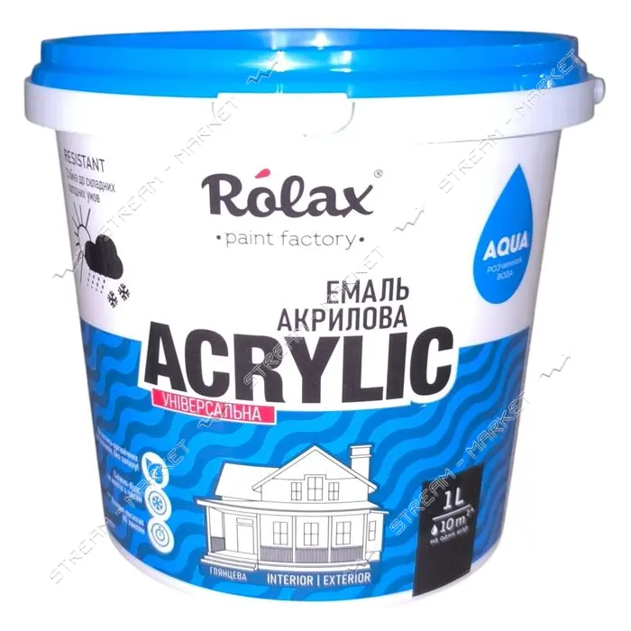 Эмаль акриловая Ролакс Acrylic водорастворимая 1л белая                                             
