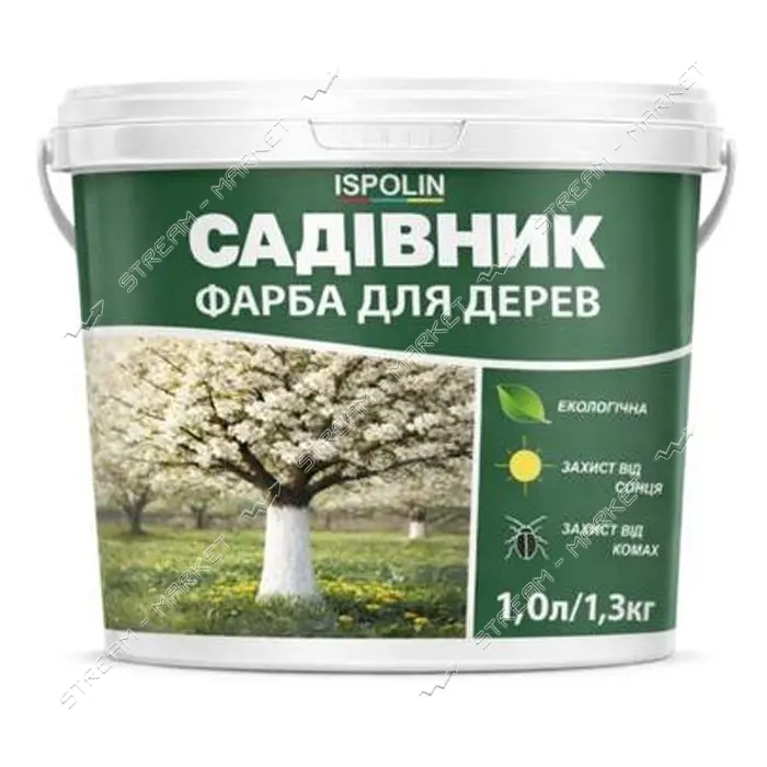 Краска акриловая для деревьев Ispolin Садовник белая 1л
