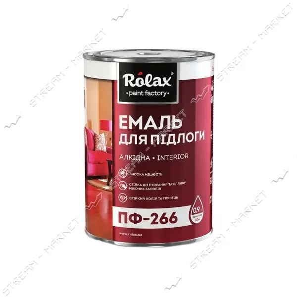 Краска алкидная Ролакс ПФ-266 0.9кг желто-коричневая                                                