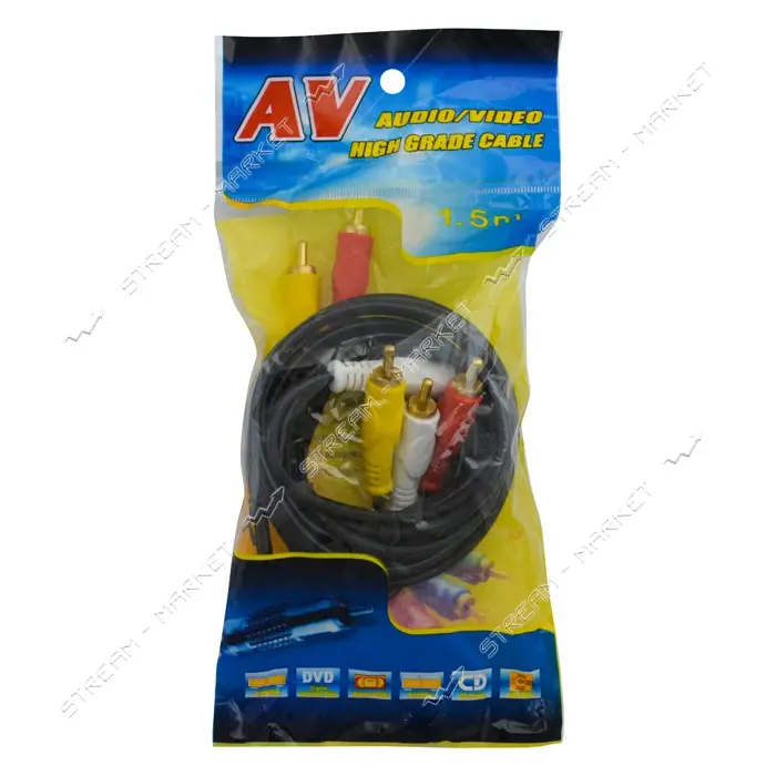 Кабель тюльпан 3RCA-3RCA High quality                                                               