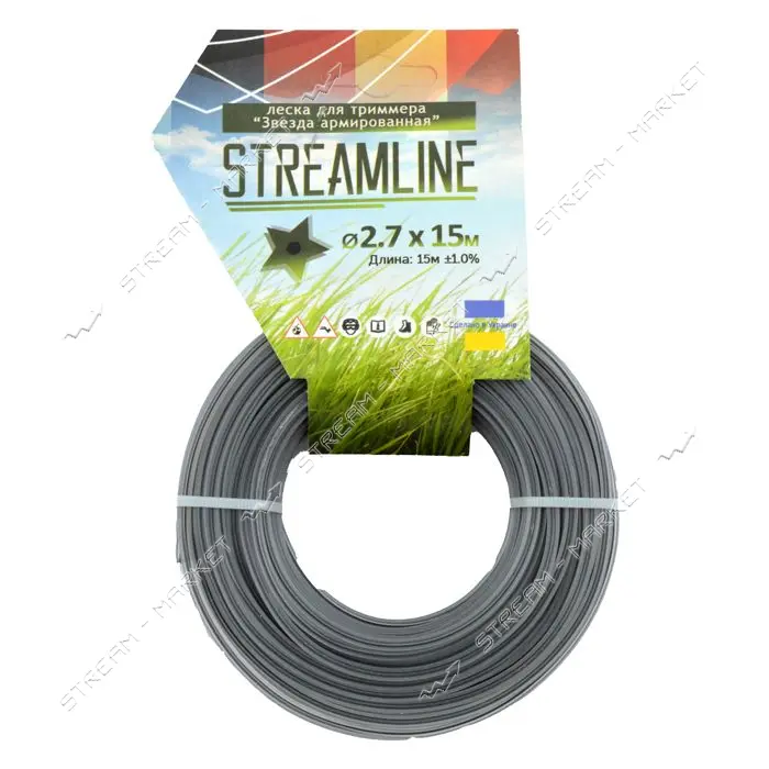 Леска для триммера Streamline с кордом 2.7мм 15м звезда