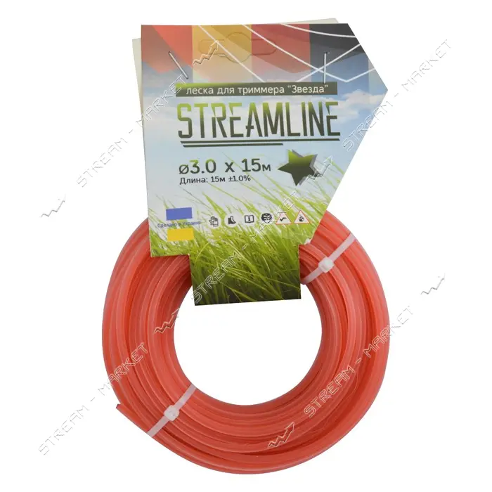 Леска для триммера Streamline 3.0мм 15м звезда                                                      