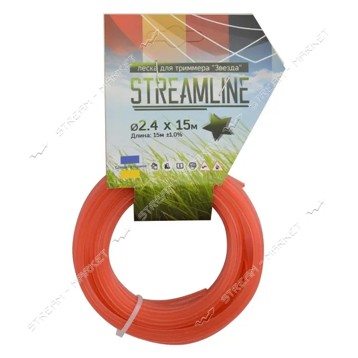 Леска для триммера Streamline 2.4мм 15м звезда