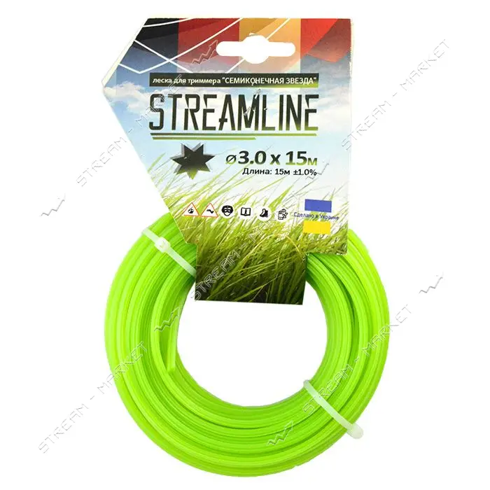 Леска для триммера STREAMLINE 3мм 15м звезда семиугольная