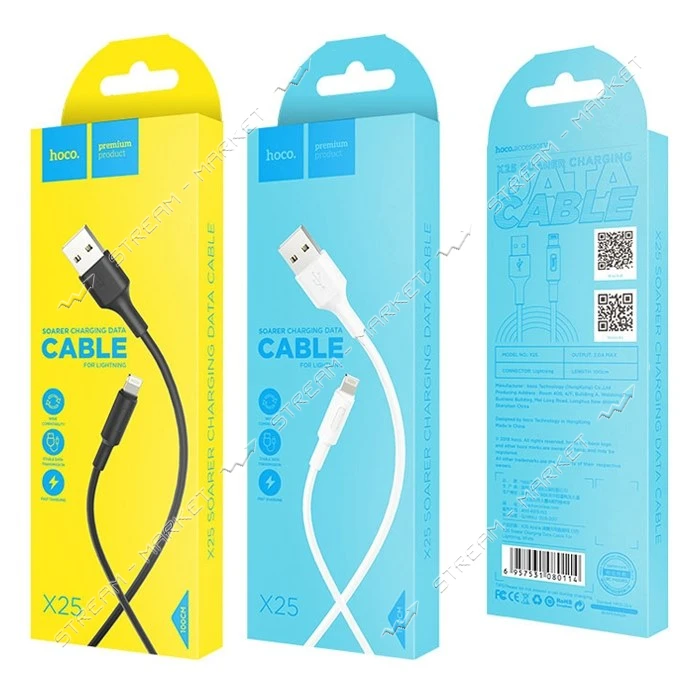 Кабель Hoco X25 USB Lightning 1м черный                                                             
