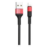 Кабель Hoco X26 USB Lightning 1м черный с красным