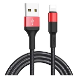 Кабель Hoco X26 USB Lightning 1м черный с красным
