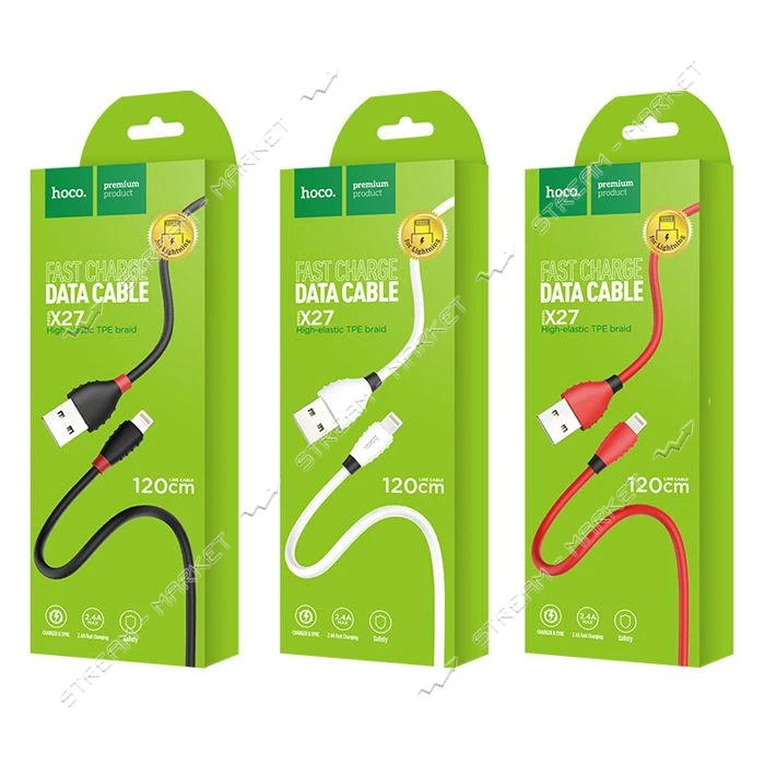 Кабель Hoco X27 USB Lightning 1.2м белый