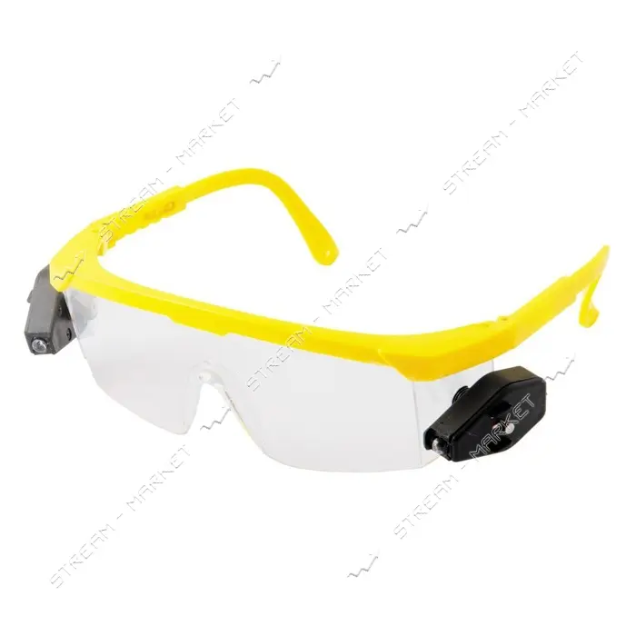 Очки защитные открытые Master-Tool 82-0055 Комфорт прозрачные LED-подсветка с регулируемыми дужками 