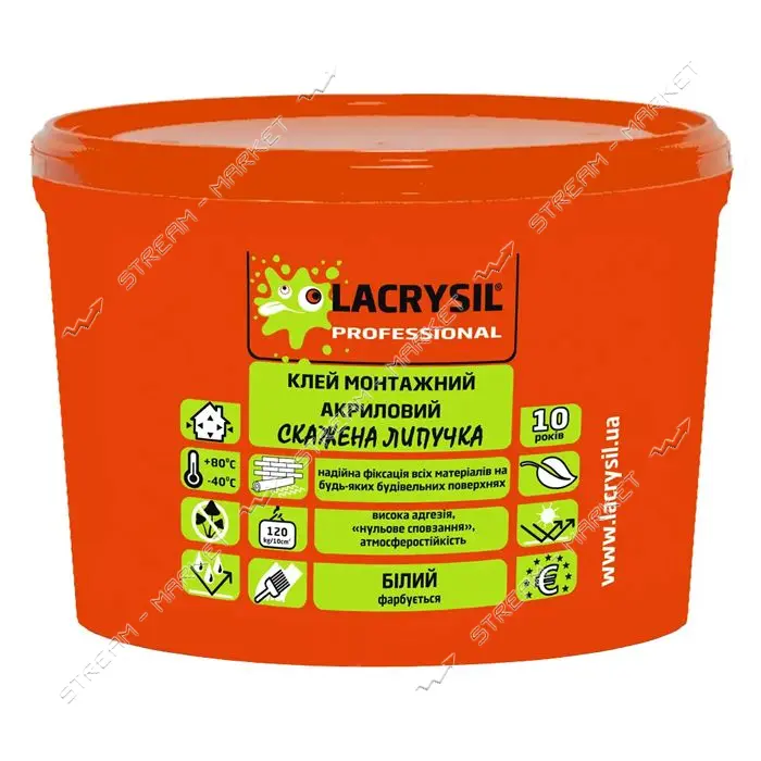 Клей монтажный универсальный Lacrysil Сумасшедшая липучка 1.2кг белый
