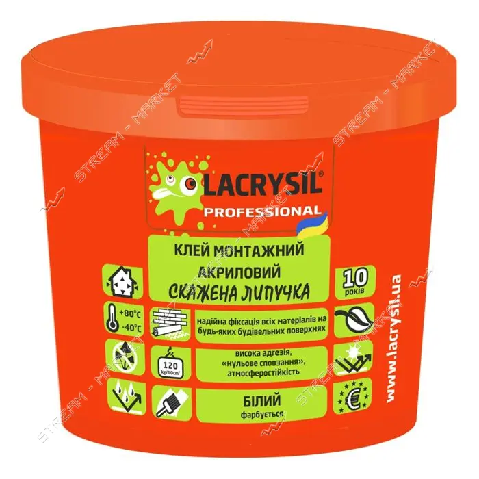Клей монтажный универсальный Lacrysil Сумасшедшая липучка 3кг белый