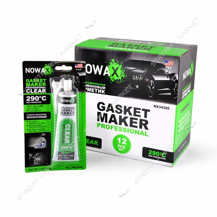 Герметик для прокладок Nowax NX34309 силиконовый высокотемпературный 85г прозрачный
