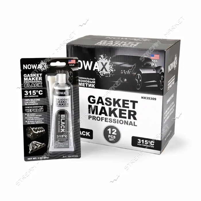 Герметик для прокладок Nowax NX35309 высокотемпературный силиконовый 85г черный