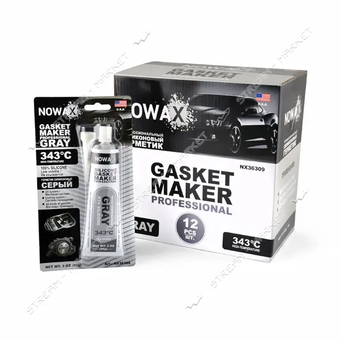 Герметик для прокладок Nowax NX36309 высокотемпературный силиконовый 85г серый