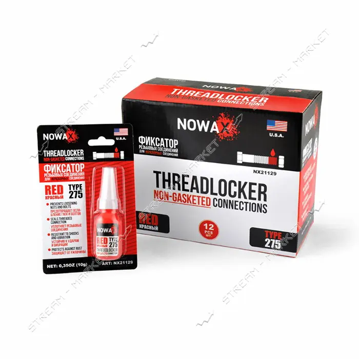 Фиксатор резьбы неразборных соединений Nowax NX21129 10г красный                                    