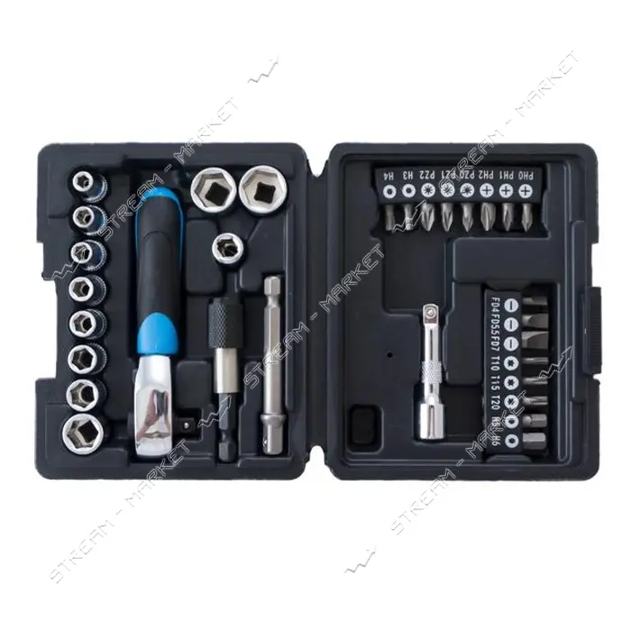 Набор насадок и бит Apro 251431 72T CrV 1/4" 31шт                                                   