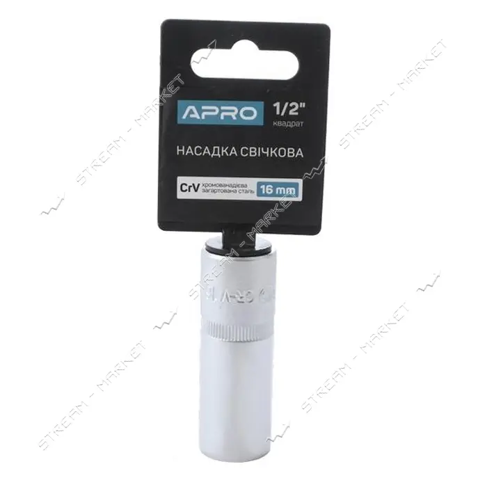 Насадка свечная Apro 252733 CrV 1/2" 16мм                                                           