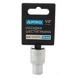 Насадка шестигранная Apro 252710 CrV 1/2" 10мм                                                      