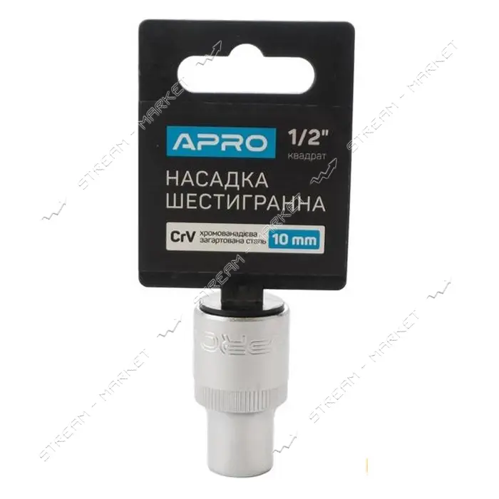 Насадка шестигранная Apro 252710 CrV 1/2" 10мм                                                      