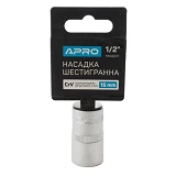 Насадка шестигранная Apro 252715 CrV 1/2" 15мм                                                      