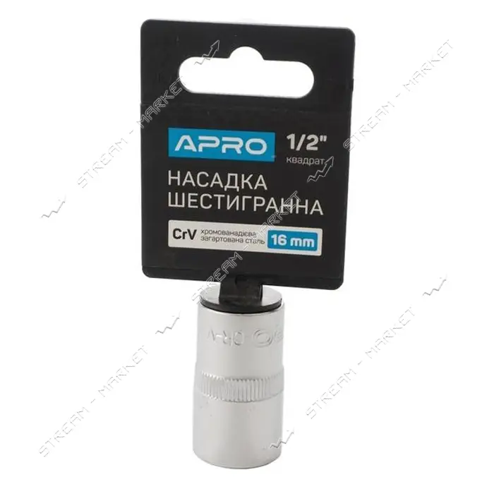 Насадка шестигранная Apro 252716 CrV 1/2" 16мм