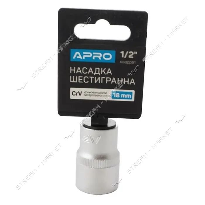 Насадка шестигранная Apro 252718 CrV 1/2" 18мм
