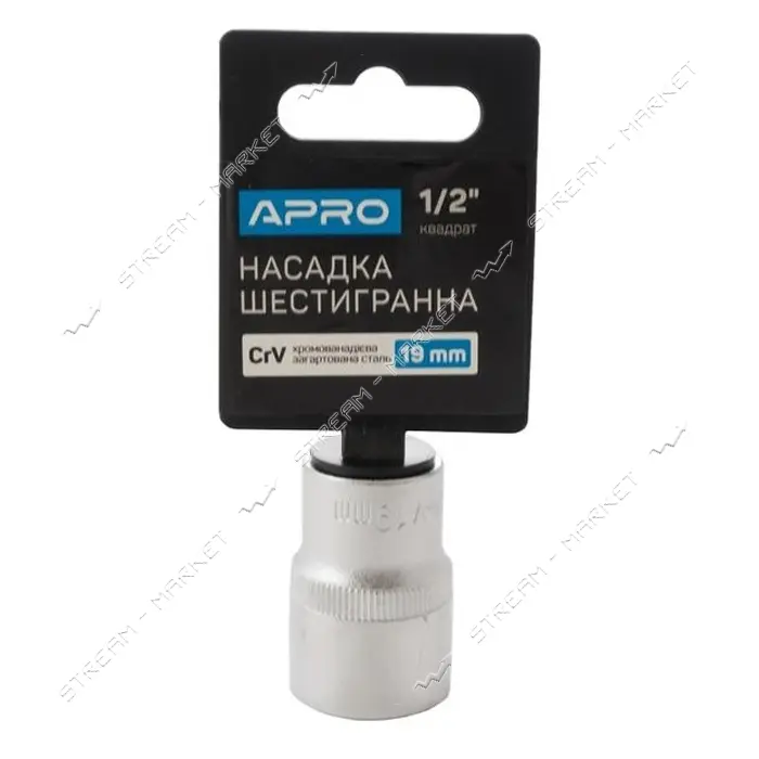 Насадка шестигранная Apro 252719 CrV 1/2" 19мм                                                      