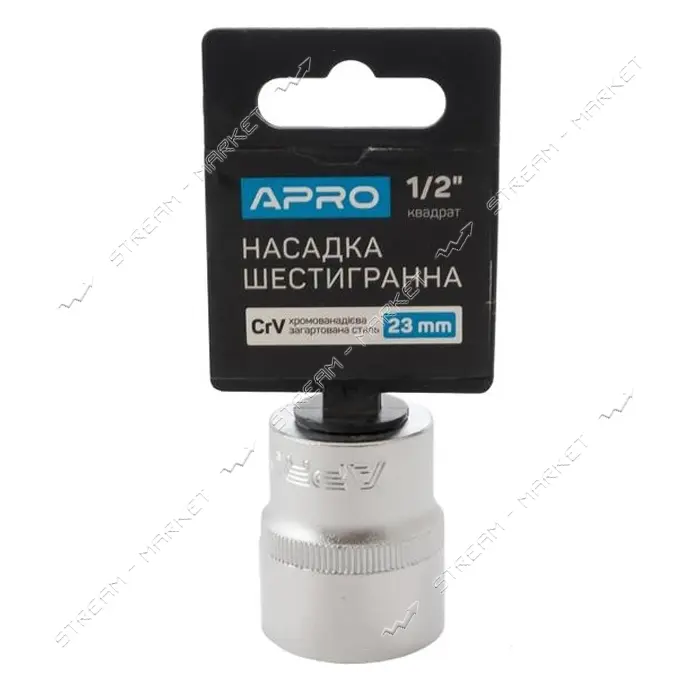 Насадка шестигранная Apro 252723 CrV 1/2" 23мм                                                      