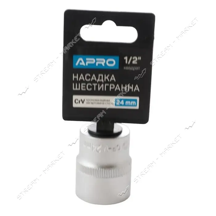 Насадка шестигранная Apro 252724 CrV 1/2" 24мм