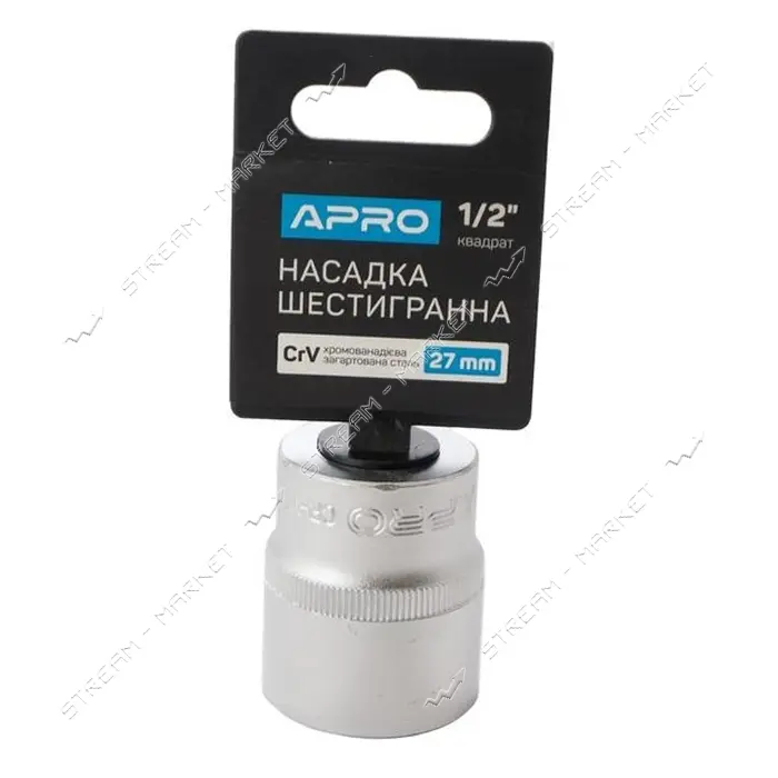 Насадка шестигранная Apro 252727 CrV 1/2" 27мм