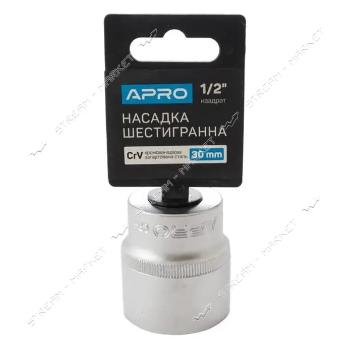 Насадка шестигранная Apro 252730 CrV 1/2" 30мм                                                      