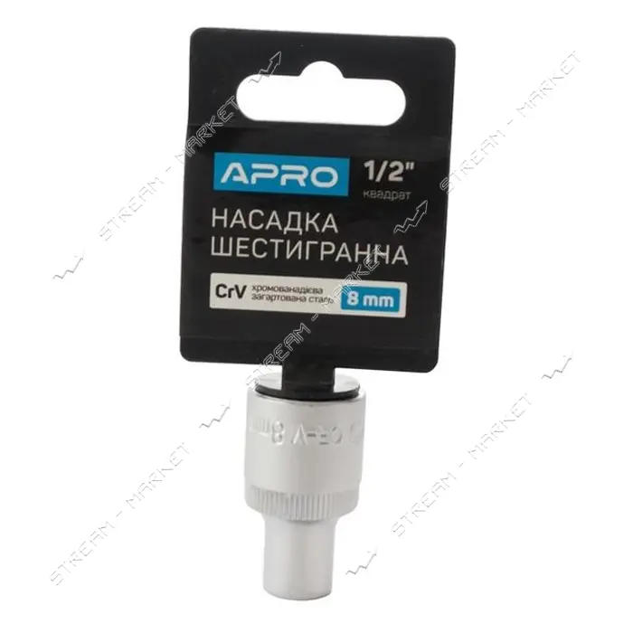Насадка шестигранная Apro 252708 CrV 1/2" 8мм