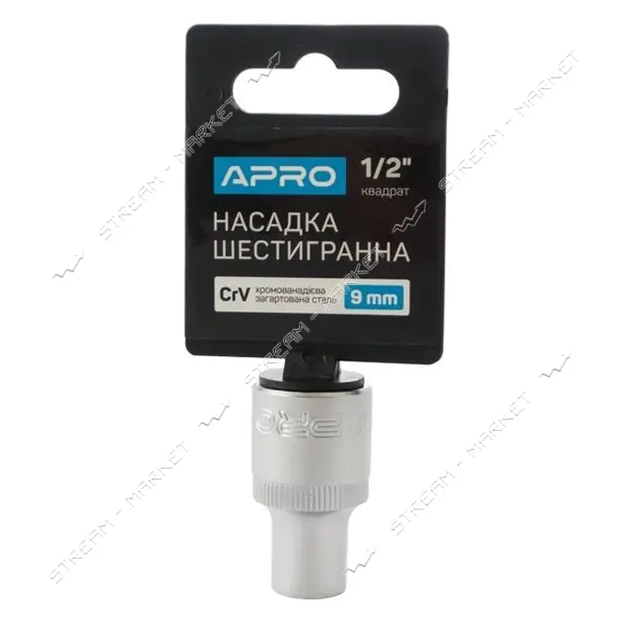 Насадка шестигранная Apro 252709 CrV 1/2" 9мм