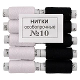 Нить хлопчатобумажная Никополь 10 5 черных и 5 белых                                                