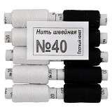 Нить хлопчатобумажная Никополь 40 5 черных и 5 белых                                                