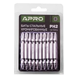 Бита Apro 309172 2-х сторонняя РН2-РН2х65мм хром                                                    