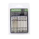 Бита 2-х сторонняя Apro 309175 РН2-SL6x65мм хром 10шт